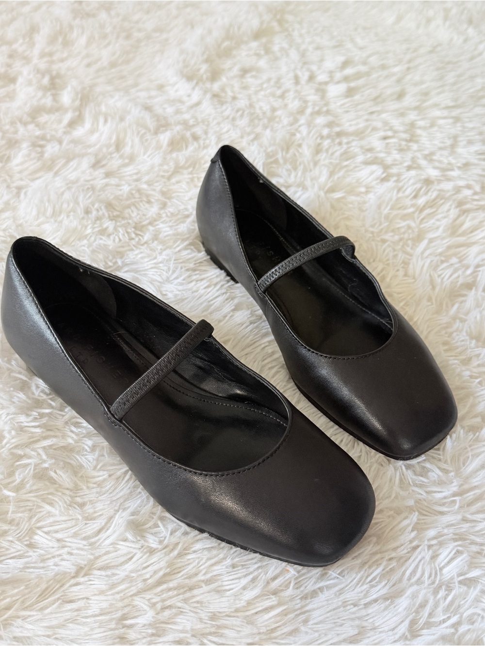 Marc Fisher Black Mary Jane Square-Toe Flats